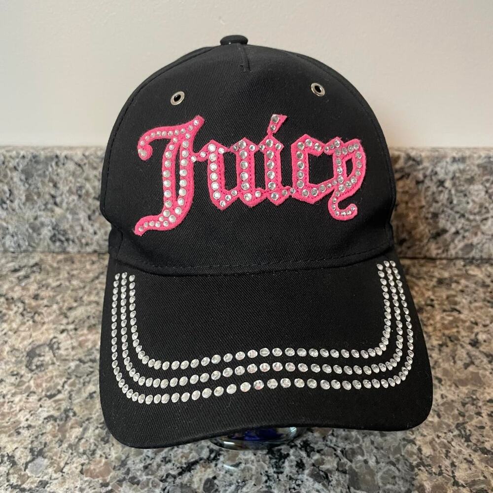 Juicy Couture Bedazzled Bling Black Pink Mcbling Baseball Hat